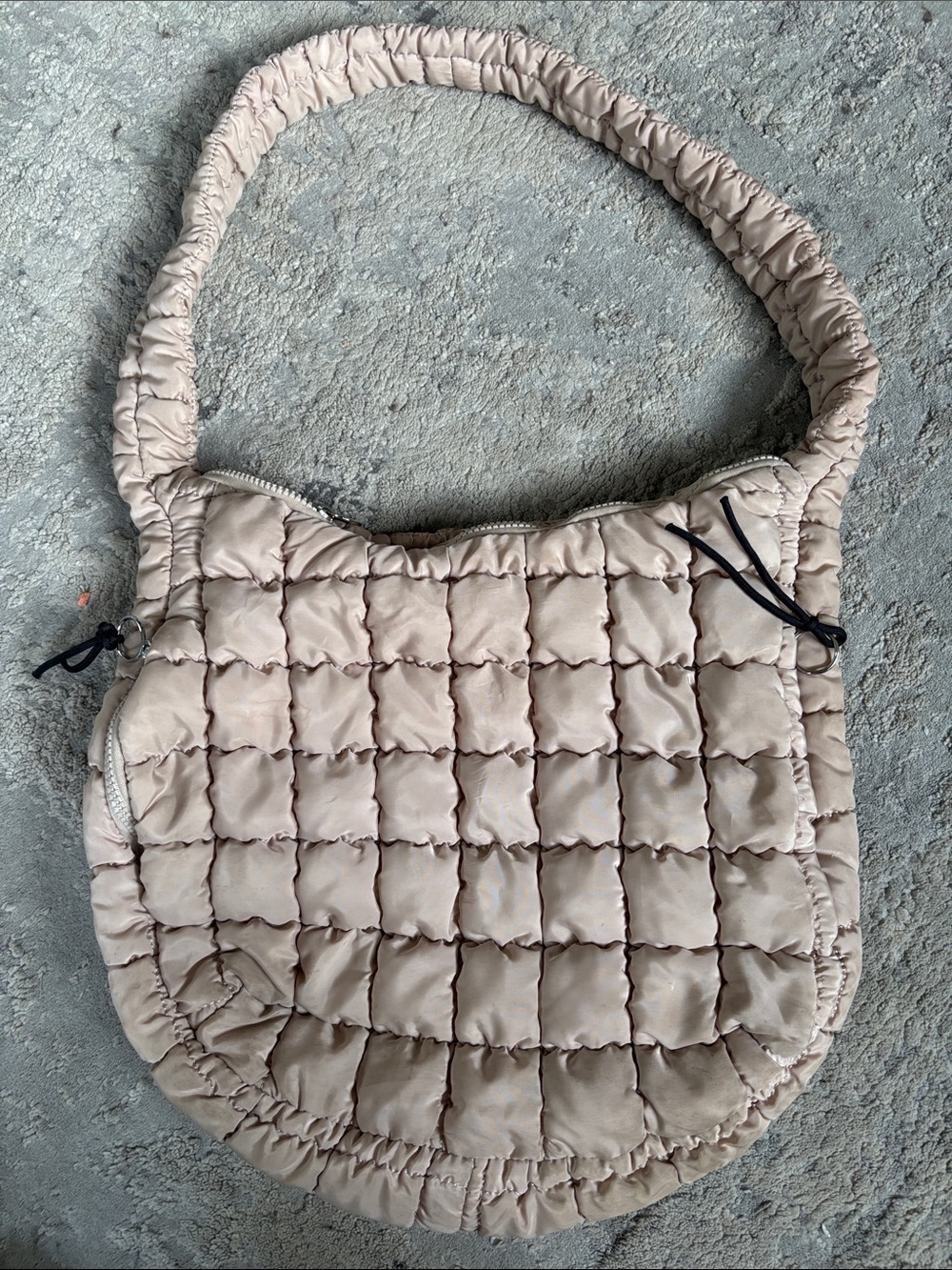Quilted Shoulder Bag in Light Beige - Women's Padded Tote